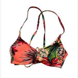 Xhilaration orange tropical print bikini swim top size XS NWOT